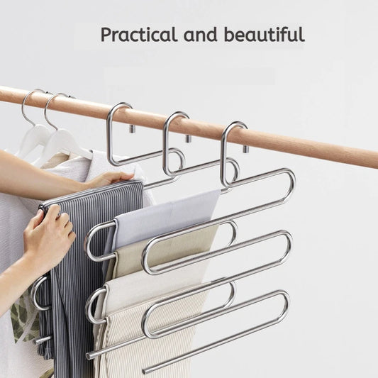 1PC Non-slip Pant Storage Rack Cloth Rack 5 Layers Multi-functional Clothes Hangers Multiple Functions for Hanging and Storage Peaceful Pleasures Health and Wellness