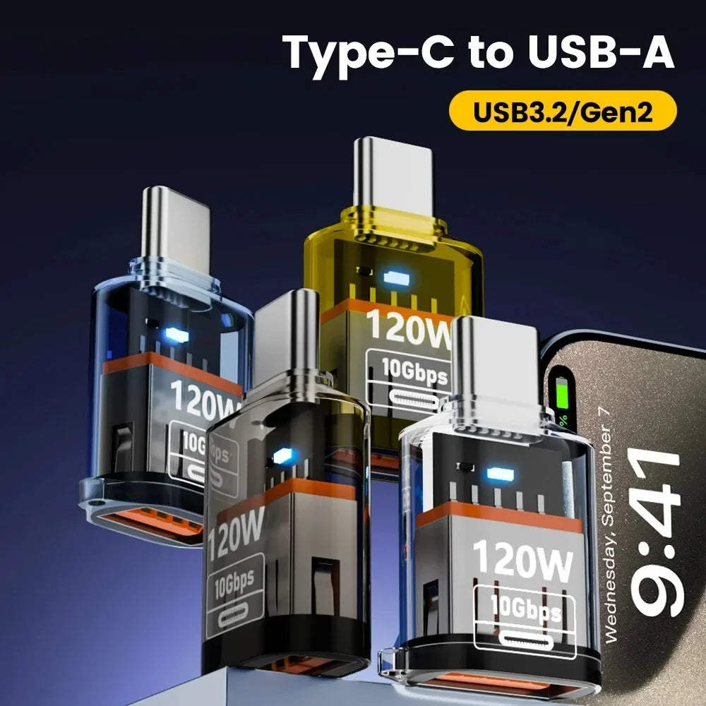 USB-C to USB-A OTG Adapter 120W Fast Charging USB 3.2 10Gbps
