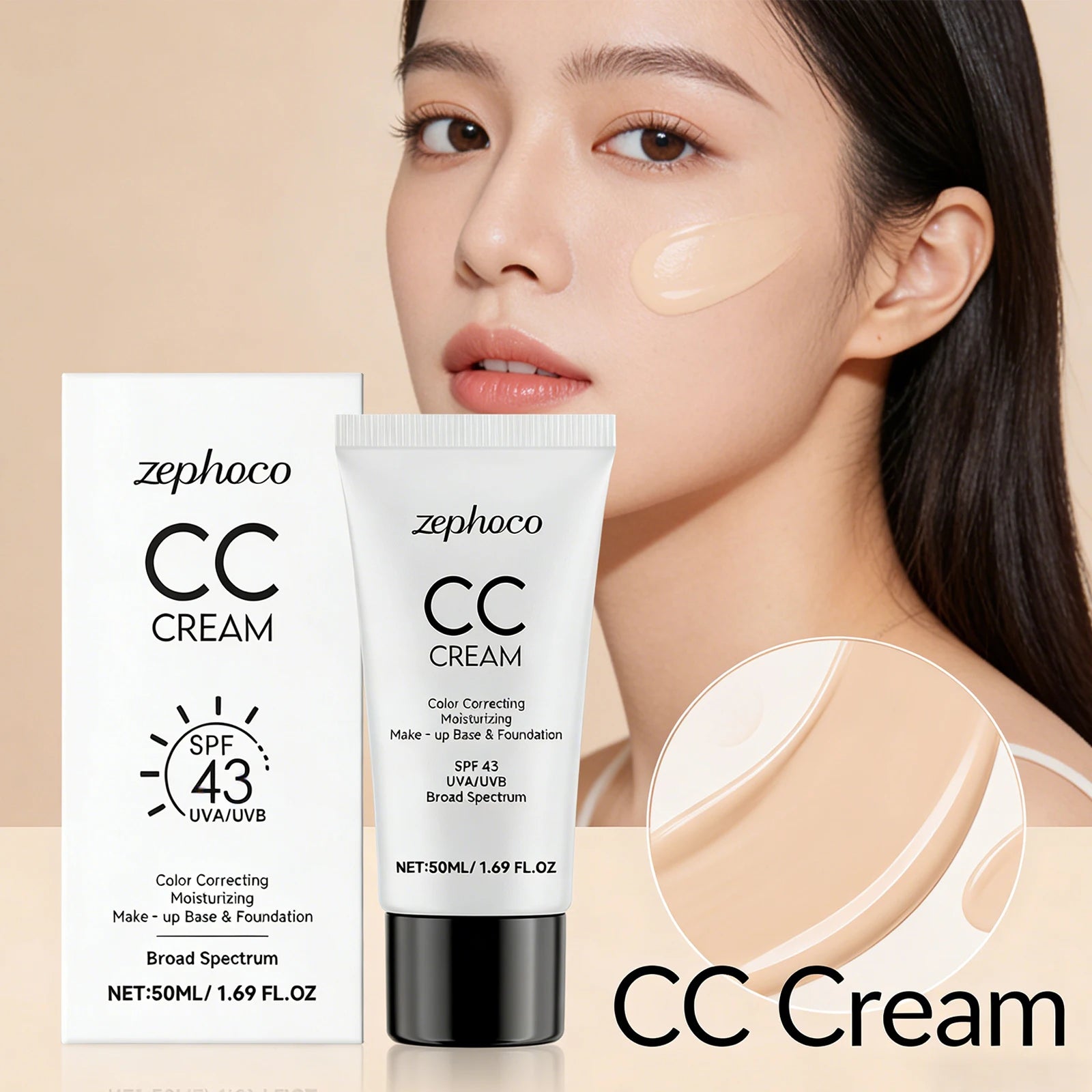 Sunscreen Moisturizing Liquid Foundation Lightweight Long Lasting Hydrating Brightening Oil Control Not Easy To Fade CC Cream Peaceful Pleasures Health and Wellness