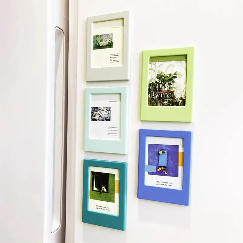 5PCS 3 Inch Magnetic Photo Frame Small Creative Magnet Picture Frames for Desktop Display Home Office Ornament Peaceful Pleasures Health and Wellness