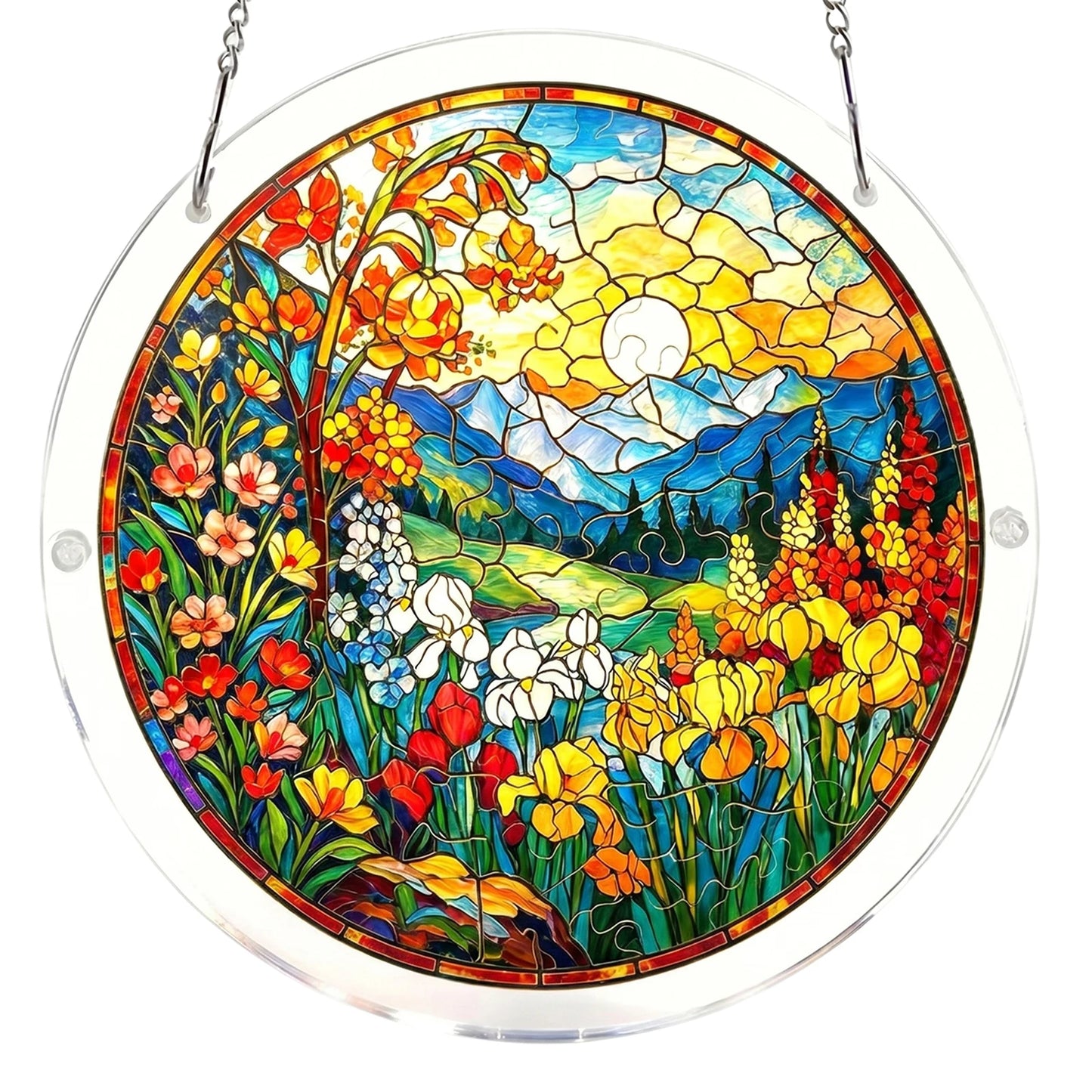 Sun Catcher Puzzle Curtain Decoration Unique Acrylic Sun Catcher Puzzle Kit 7.36 Inch for Doors Garden and Window Hanging Home Peaceful Pleasures Health and Wellness V