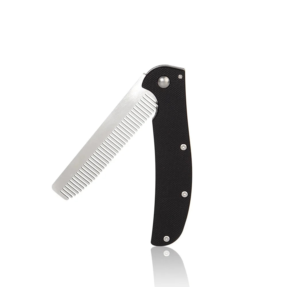 Metal Folding Beard Comb Dual-Purpose Hair & Mustache Styling Tool, Compact Travel Grooming Kit Barber-Grade Home Essentials Peaceful Pleasures Health and Wellness