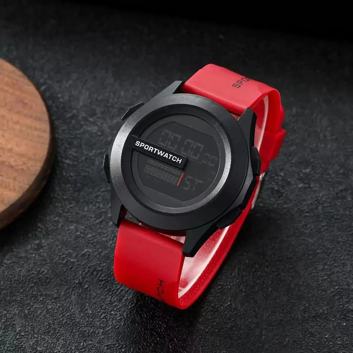 Men's Sports Watches Alarm Clock Multifunction Men LED Digital Watch Waterproof Fitness Sport Electronic Watch for Male Clock Peaceful Pleasures Health and Wellness Red