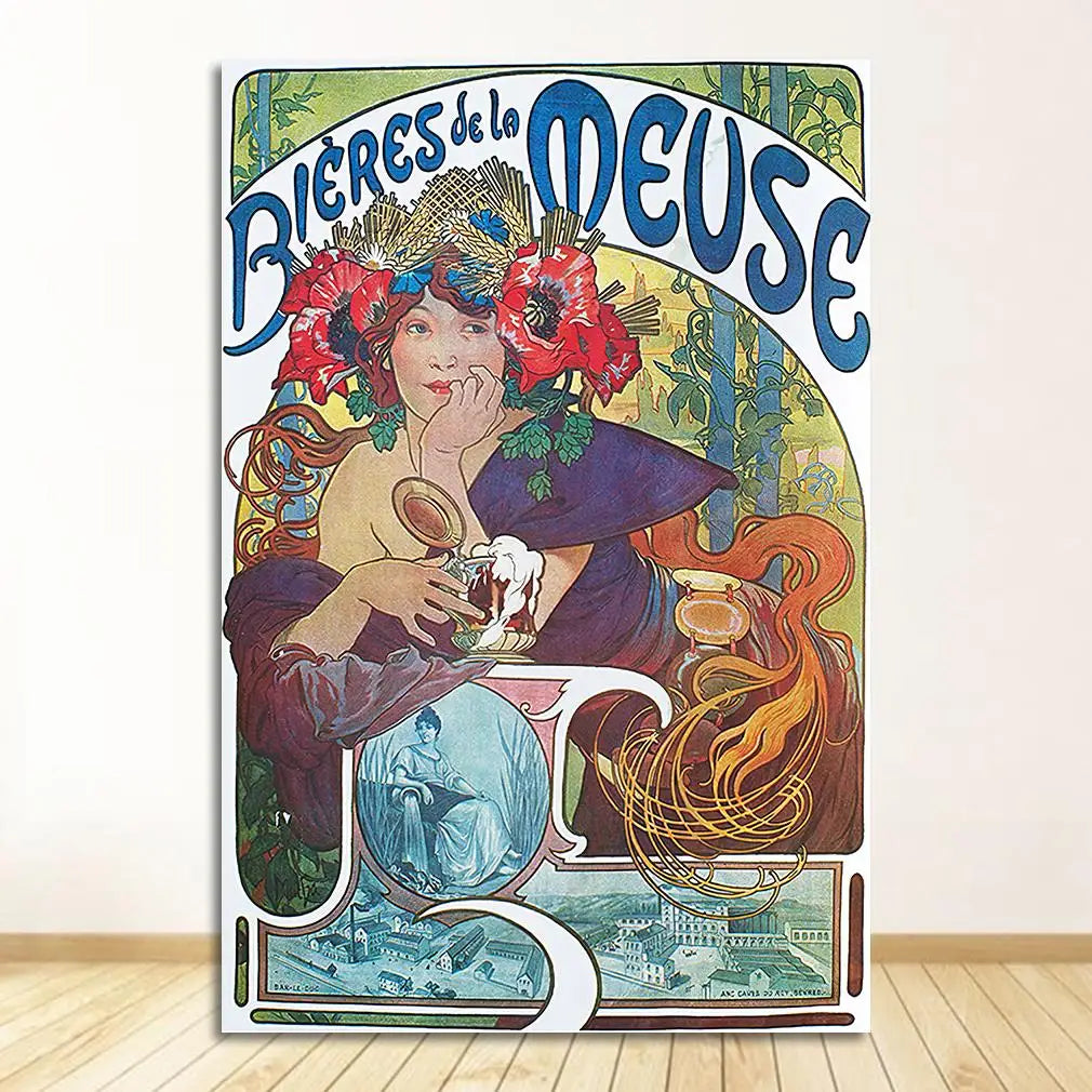 Alphonse Mucha Art Nouveau Vintage Canvas Wall Art Print