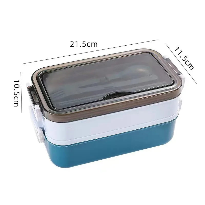 3-Compartment Leakproof Bento Lunch Box – Microwave Safe with Fork & Spoon