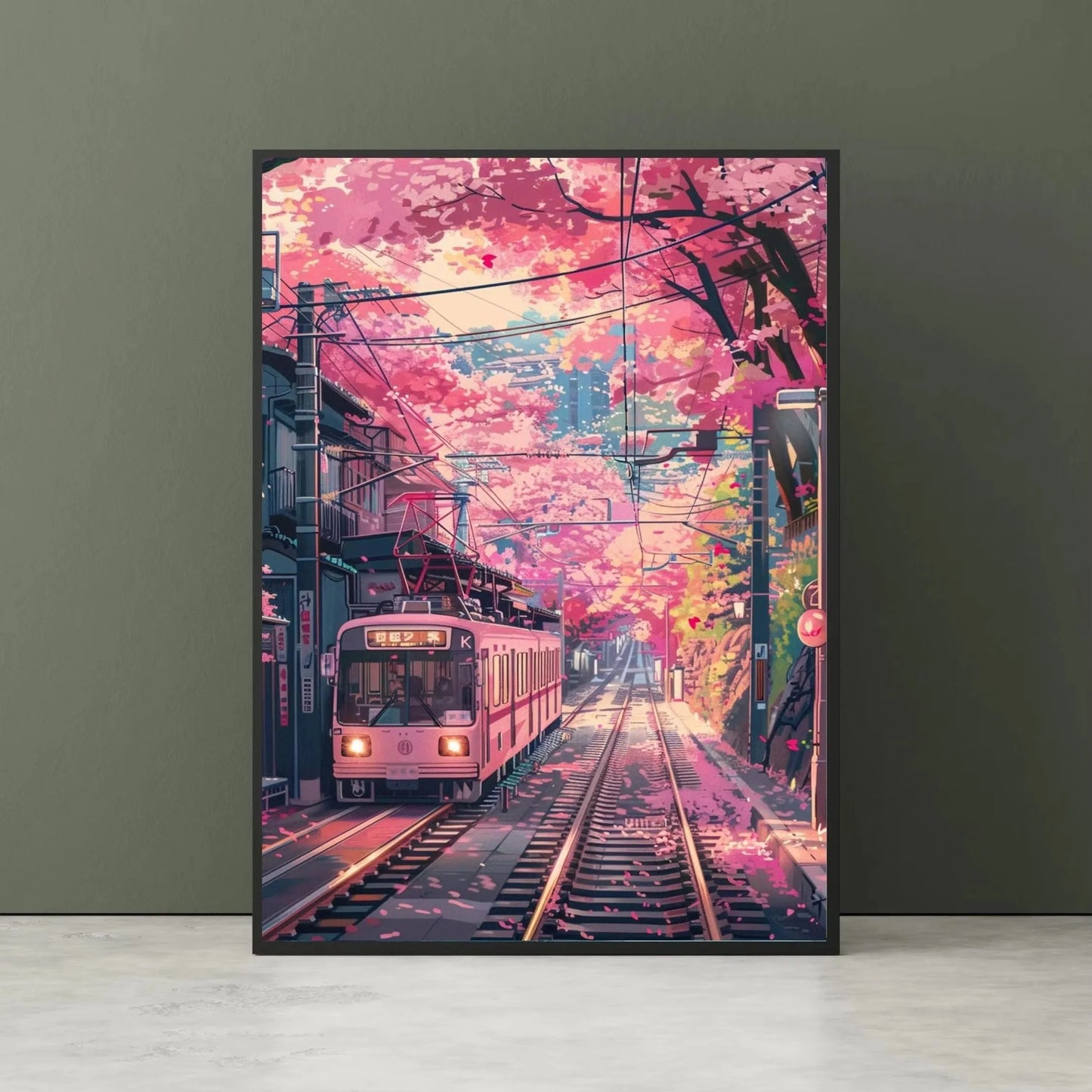 Retro Japanese Railway Landscape Canvas Print Tokyo Rainy Night Street Wall Art Poster for Modern Living Room Bedroom Home Decor Peaceful Pleasures Health and Wellness