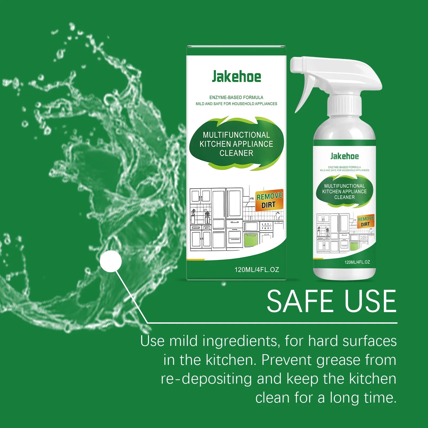JAKEHOE 120ml Heavy Duty Kitchen Degreaser Multipurpose Cleaner