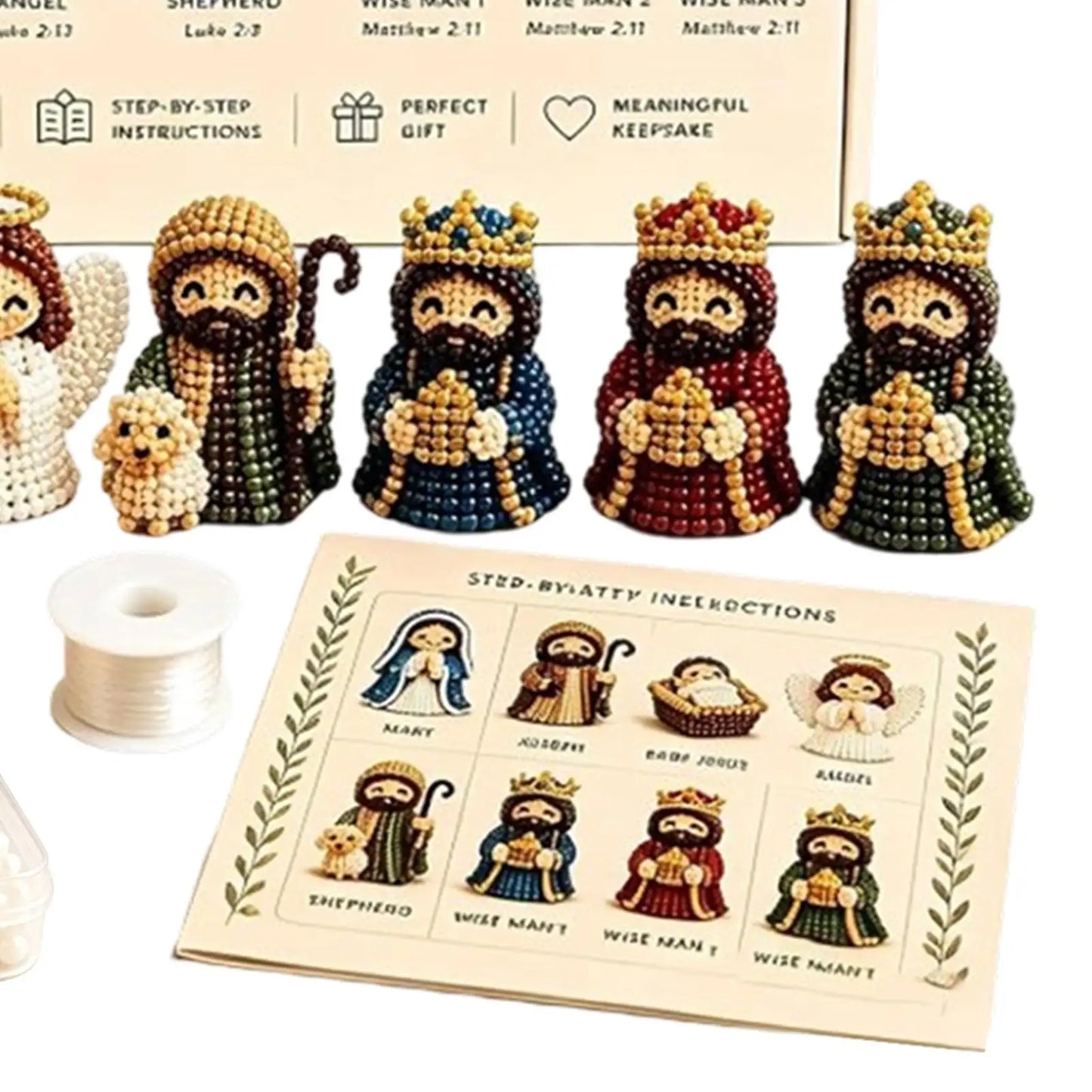 3D Nativity Bead Craft Kit – Christmas Beaded Figurines Set
