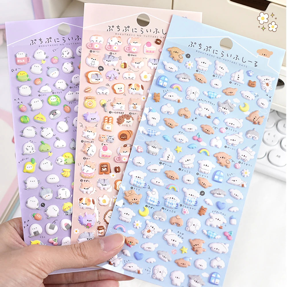 Kawaii Mini Animals Cartoon 3D Puffy Stickers Cute Scrapbooking DIY