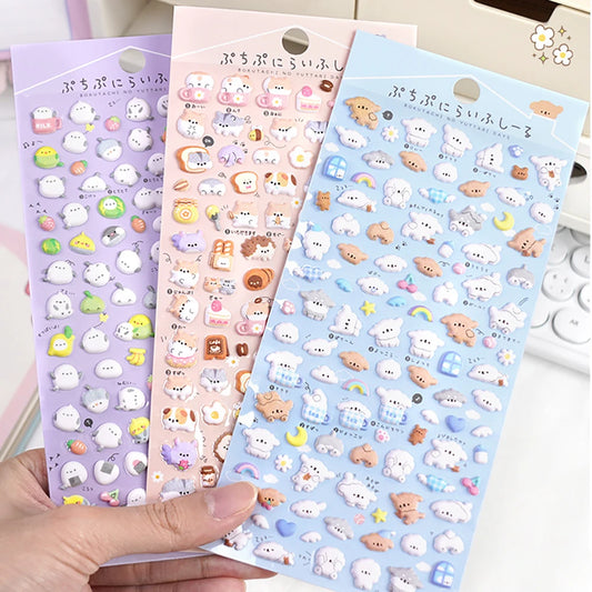 Kawaii Mini Animals Cartoon 3D Puffy Stickers Cute Scrapbooking DIY Peaceful Pleasures Health and Wellness