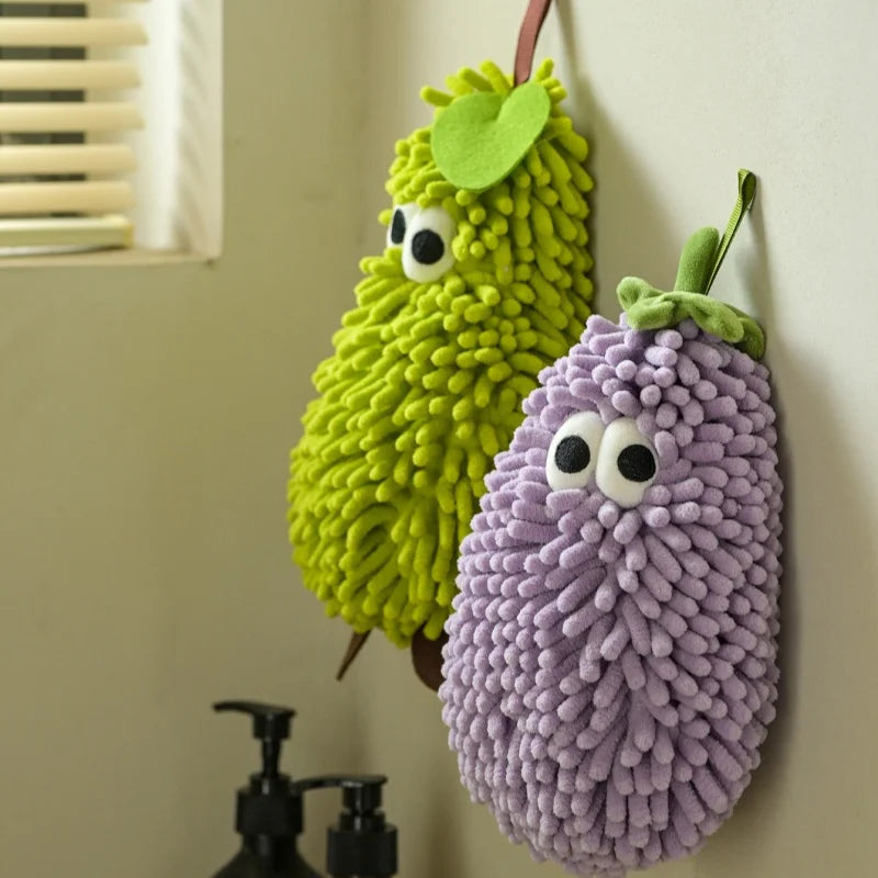 Fruit Shaped Hanging Hand Towels | Soft Chenille Washcloth