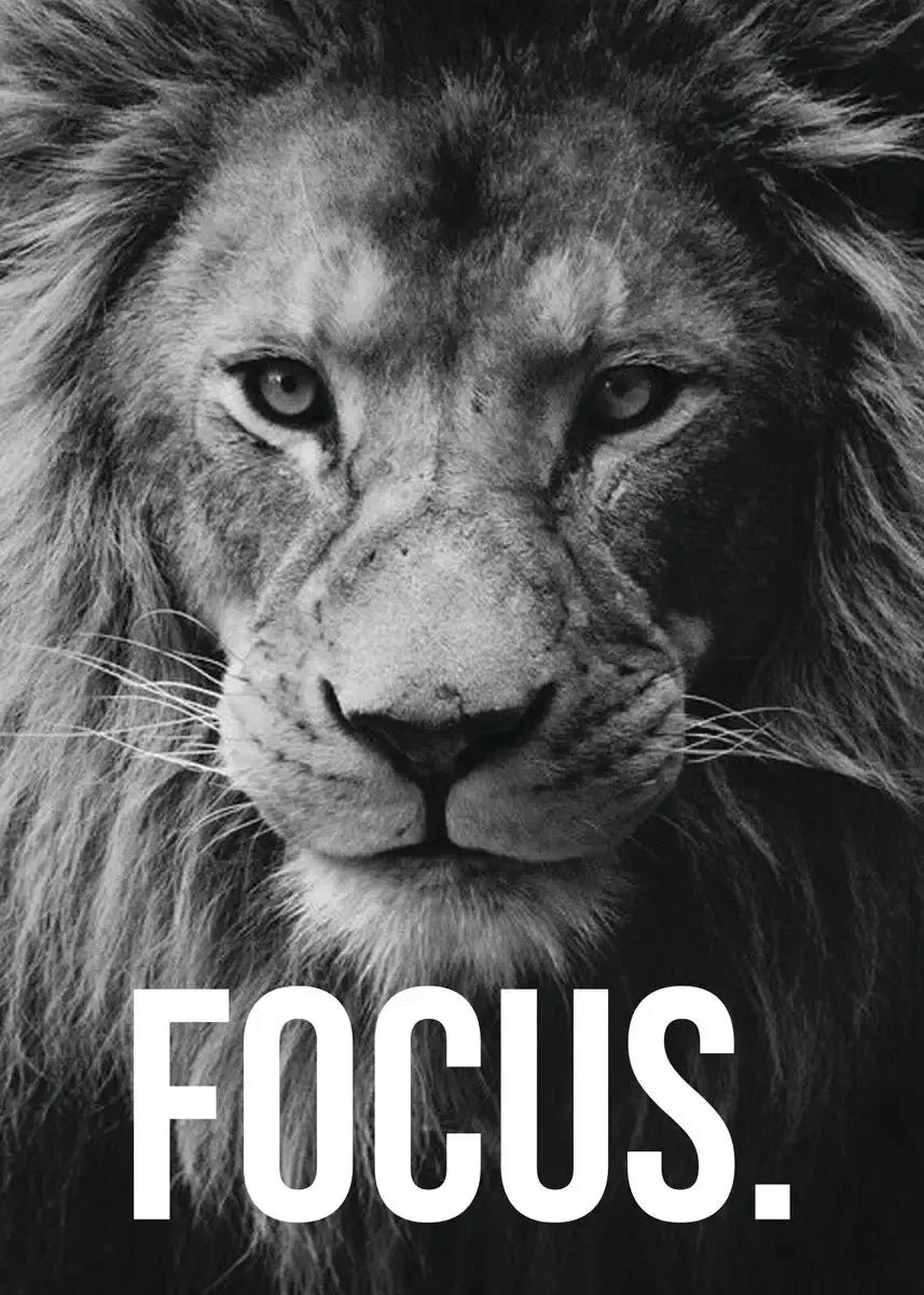 Mindset Is Everything Canvas Wall Art | Lion Wolf Tiger Poster
