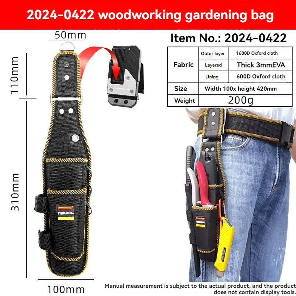 Gardening Tool Bag Organizer with Carabiner & Belt Buckle