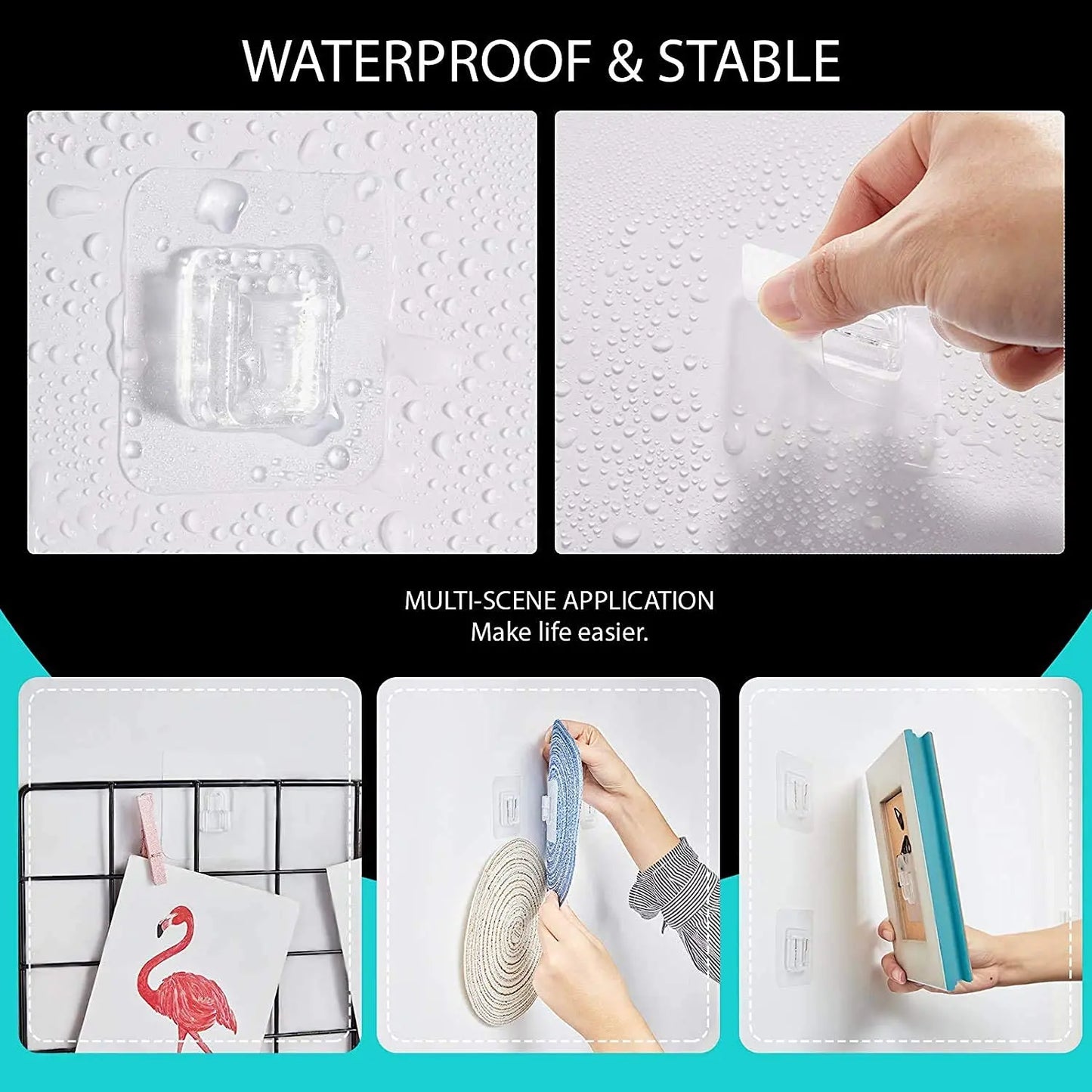 10 Pairs Transparent Adhesive Wall Hooks – No-Drill, Heavy Duty