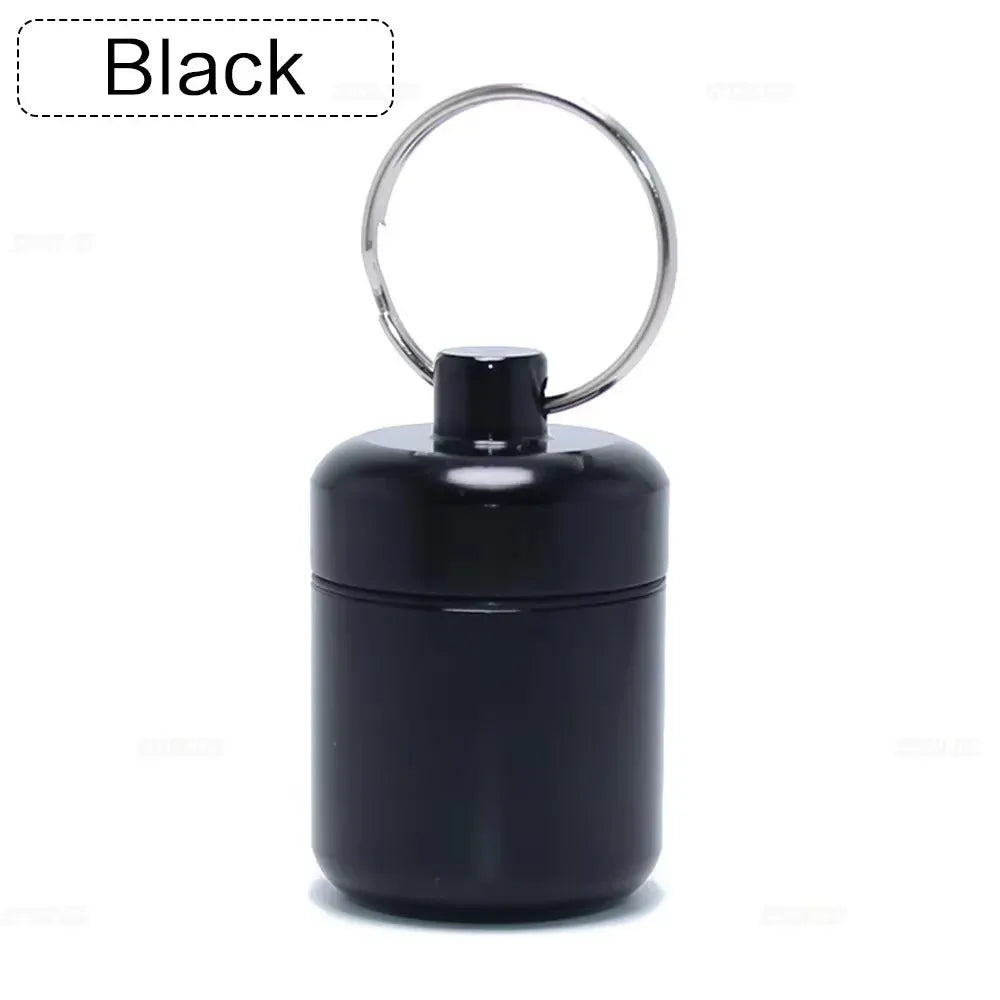 Portable Mini Waterproof Aluminum Pill Box Cases Container Organizer Storage Tablets Bottle Medicine Vitamin Pillboxes Fish Oils Peaceful Pleasures Health and Wellness SIZE A Black