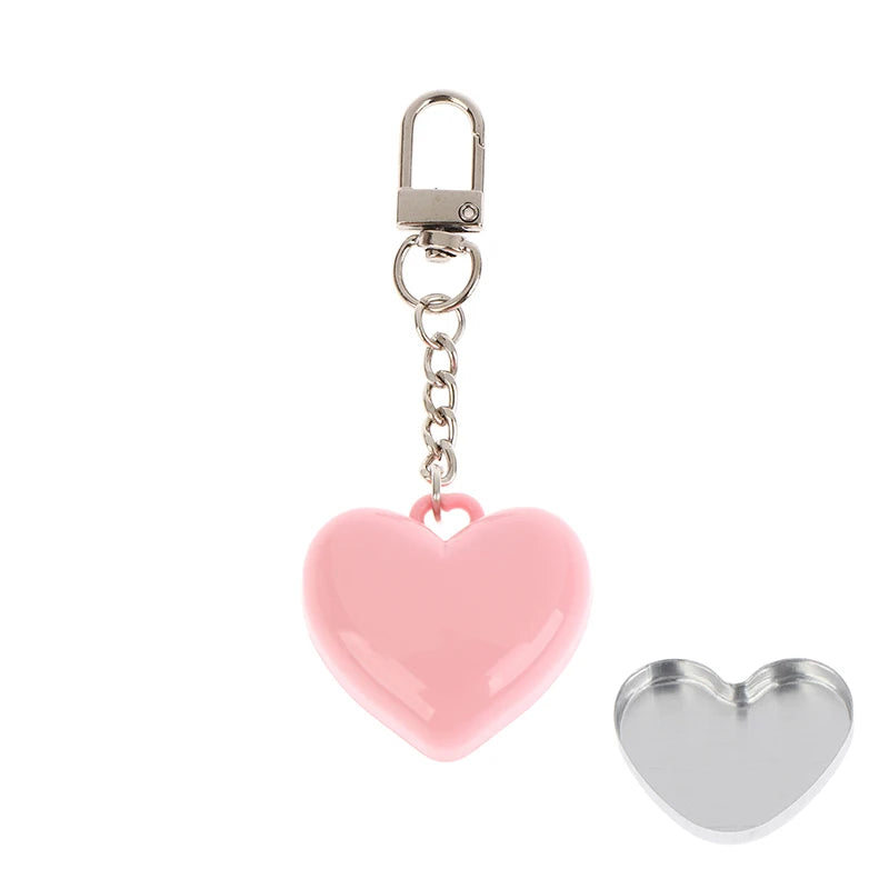 1Pcs Heart Shape Mini Empty Blush Powder Box Eye Shadow Container With Mirror And Aluminum Pan Key Chain Lipstick Case Packaging Peaceful Pleasures Health and Wellness Pink Keychain