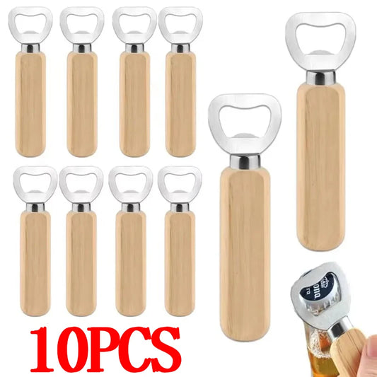 10pcs Beer Bottle Opener Wooden Bottle Opener For Home Kitchen Bar Restaurant Party Gift Kitchen Accessories Gadget Peaceful Pleasures Health and Wellness