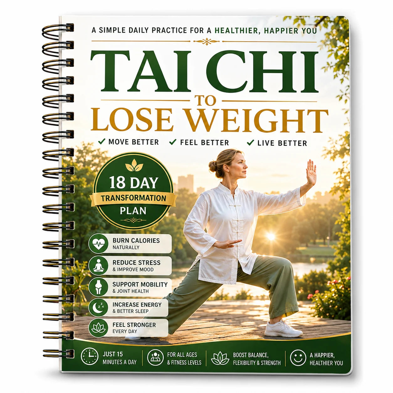 Ai Chi Lose Weight 18-Day Plan Journal Spiral Bound Gentle Fitness