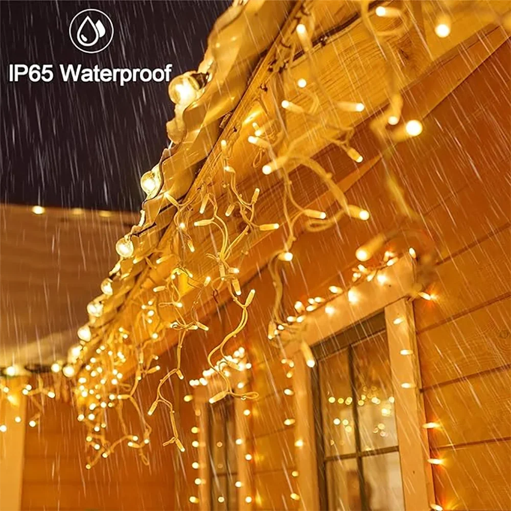 3.5M Solar Icicle String Lights 96 LED Outdoor Waterproof