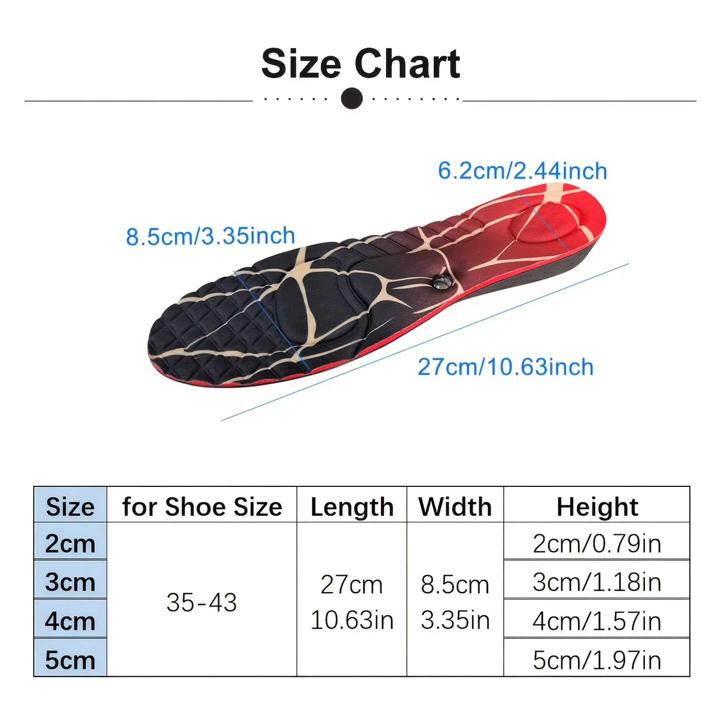 2-5cm Height Increase Insoles for Men and Women, Magnet Massage Invisible Shoe Heel Inserts Lifting Support Pads Peaceful Pleasures Health and Wellness