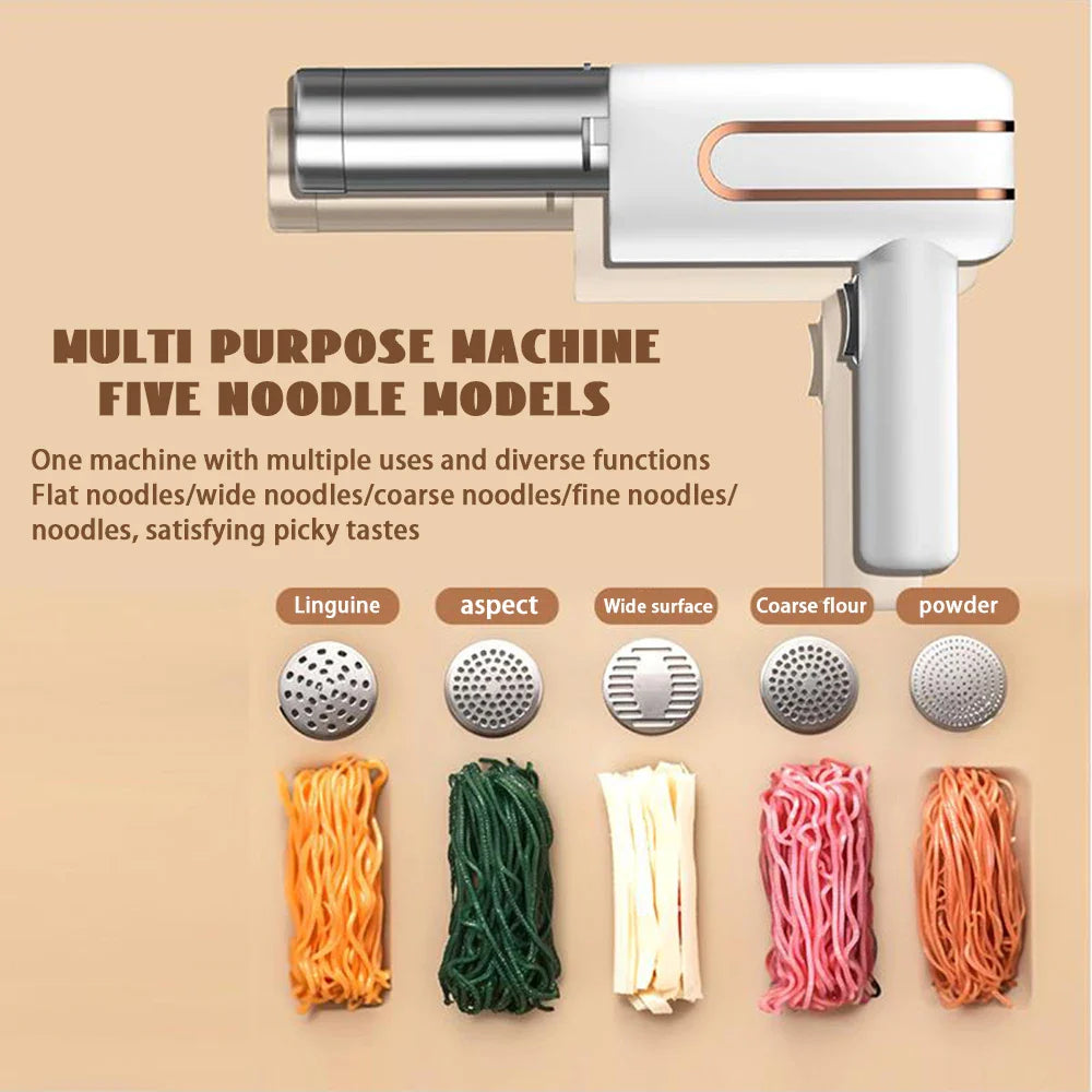 Electric Wireless Noodle Maker – 5 Molds, USB Rechargeable