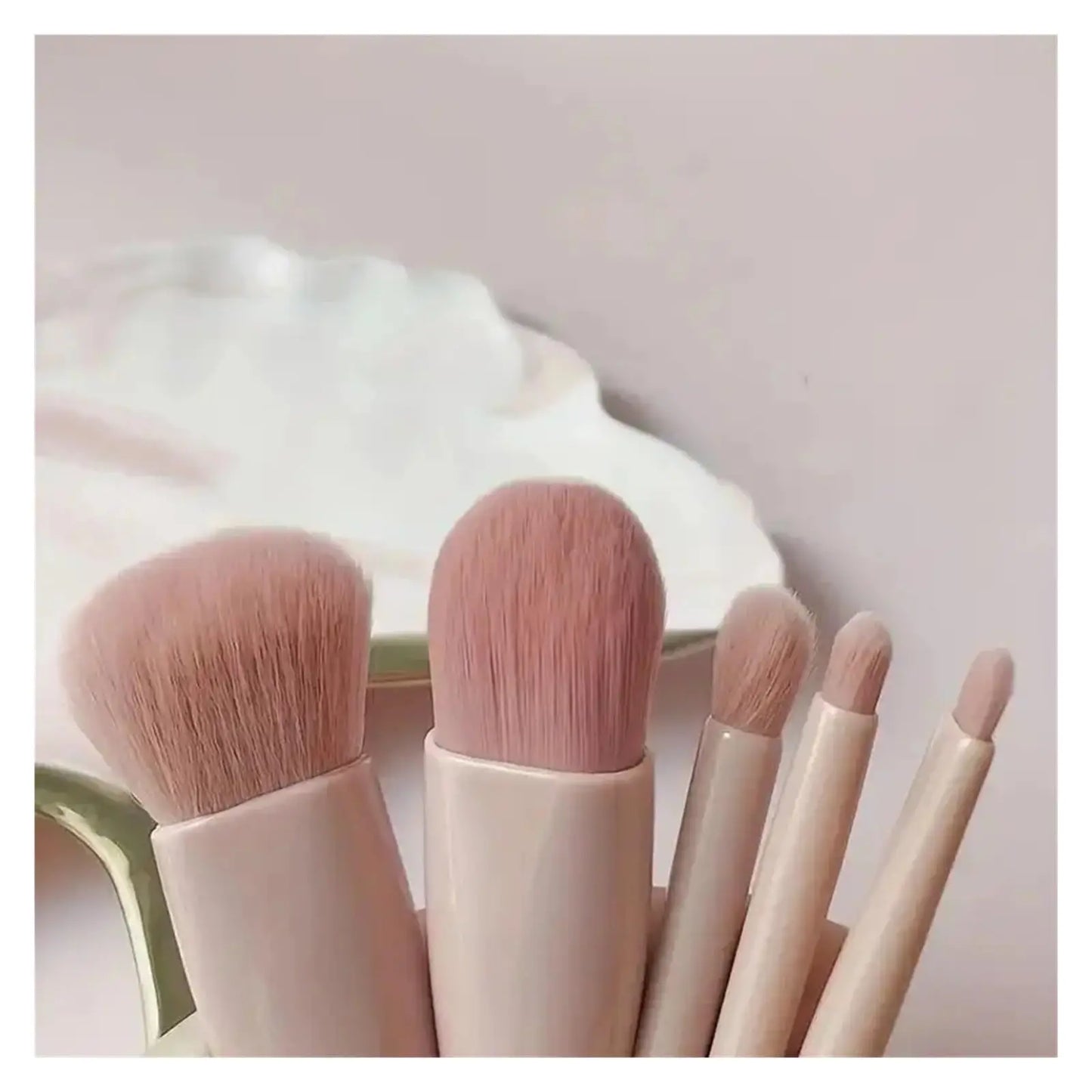 5-Piece Mini Travel Makeup Brush Set with Case & Mirror