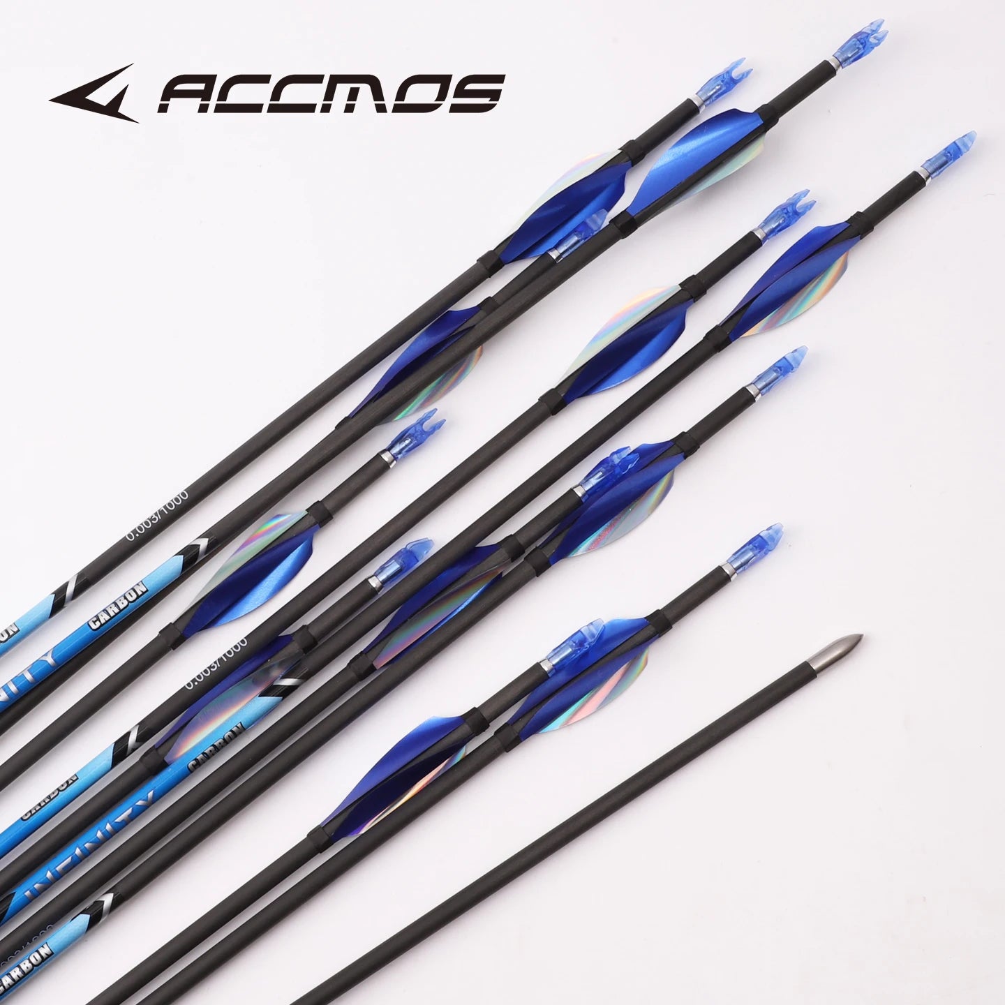 6 12 ID4 2 Pure Carbon Arrow Blue Silver Spin Feather Recurve