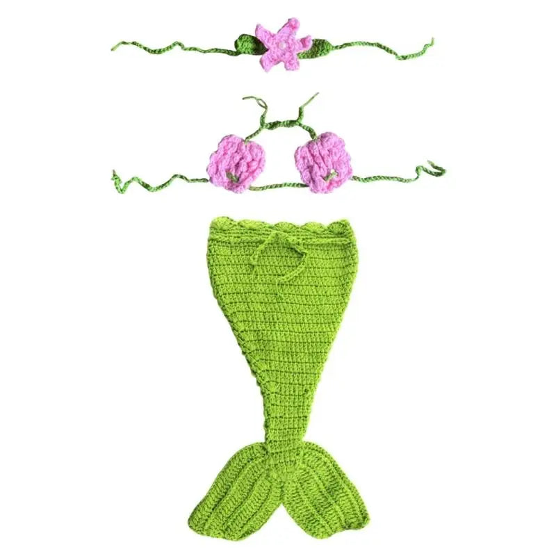 Newborn Mermaid Photography Costume – Knit Outfit & Headdress