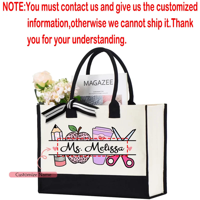 Personalized Teacher Tote Bag | Teacher Appreciation Gift Personalized Tote Bag Peaceful Pleasures Health and Wellness Custom 43x30x20cm