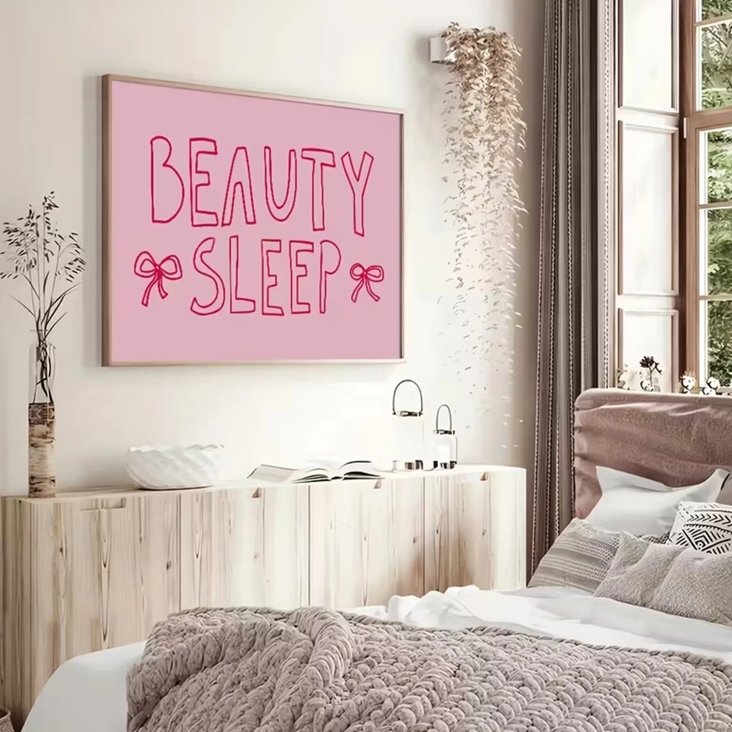 Pink Beauty Sleep Canvas Wall Art Poster | Bedroom Décor