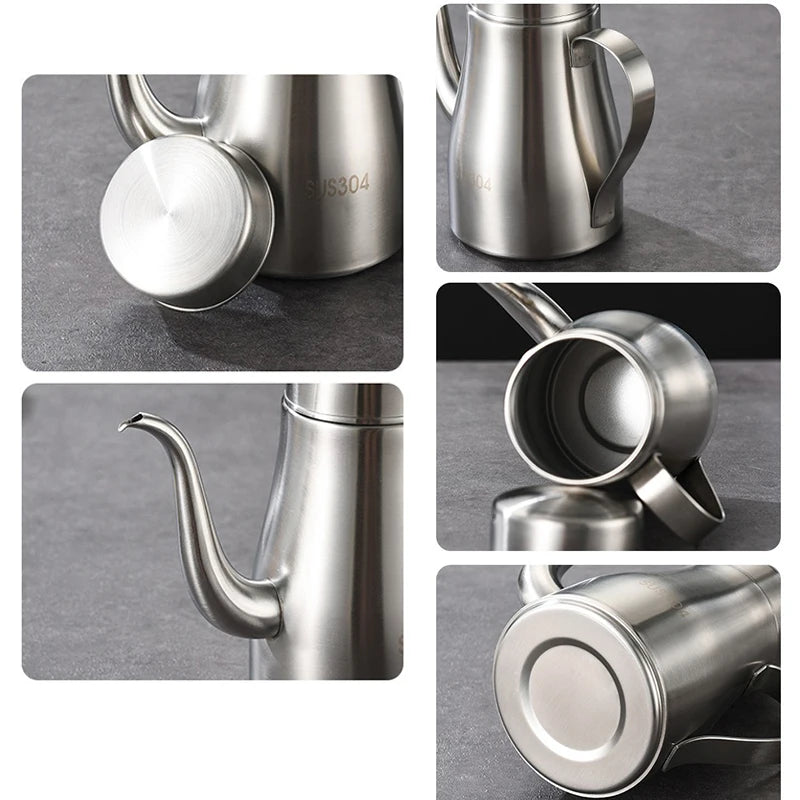 304 Stainless Steel Oil Pot Kitchen Oil Bottle Oil Tank Pot Household Edible Oil Pot Large Oil Tank Oil Pot Pouring Oil Bottle Peaceful Pleasures Health and Wellness