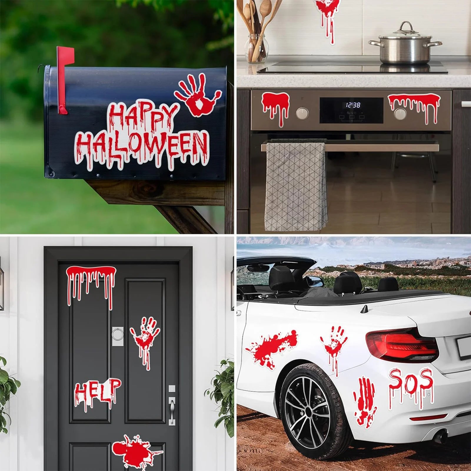 Halloween Refrigerator Magnets Stickers Horror and Dirty Bleeding Red Stickers Suitable for Party Paper Favor Peaceful Pleasures Health and Wellness