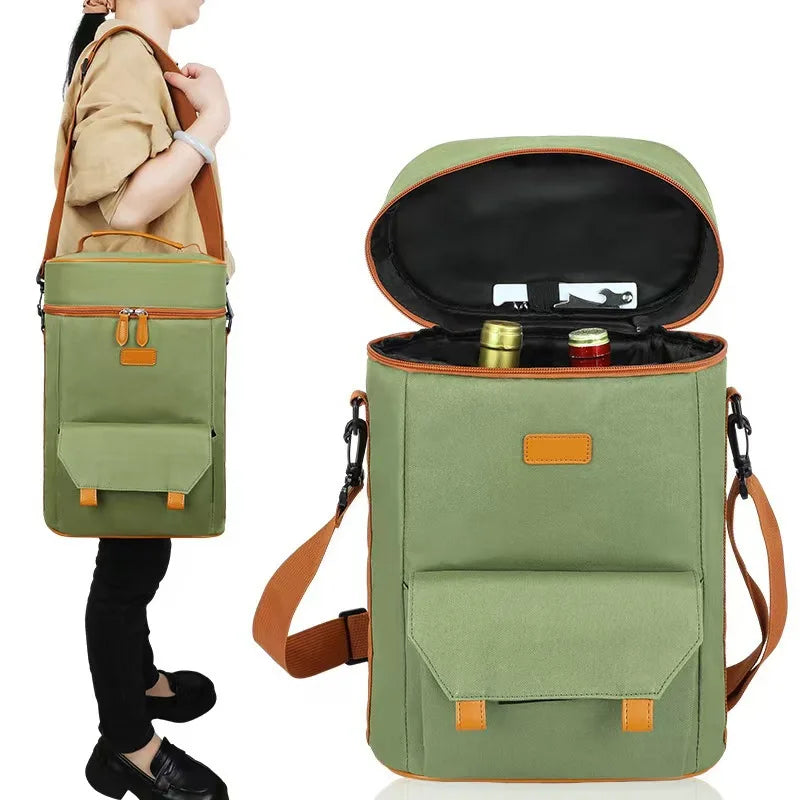 Hot Insulated Red Wine Bag Portable Messenger Cooler Bag for Outdoor Picnic Wine Preservation Thermal Wine Carrier Peaceful Pleasures Health and Wellness