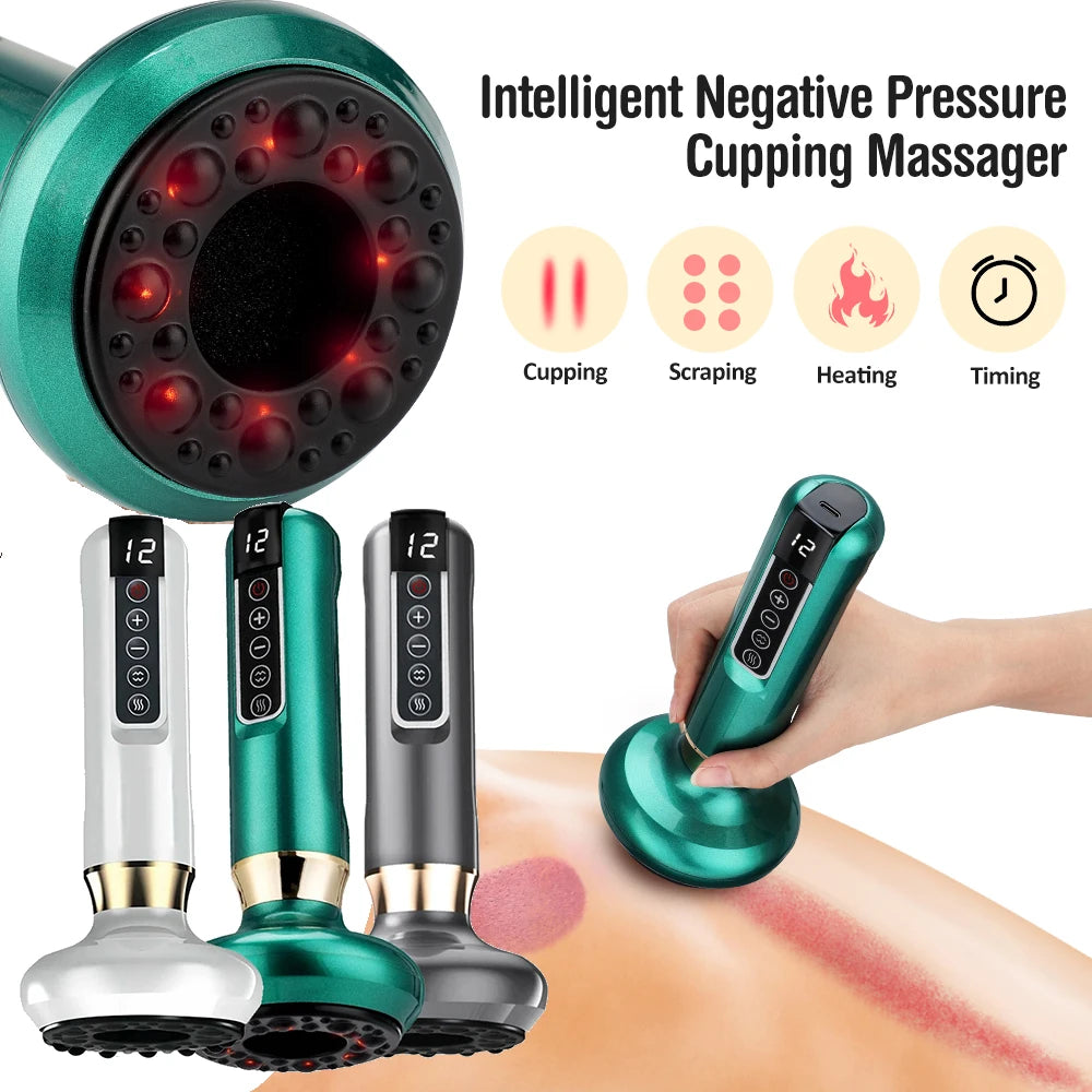 Smart Body Massager Vacuum Suction Device Cellulite Fat Bruning Handheld Chinese Sculpting Heating Cans For Belly Back Massage Peaceful Pleasures Health and Wellness