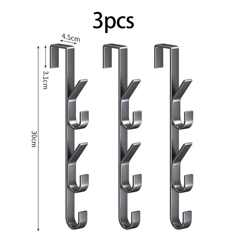 Easy Installation Door Hook-Strong Metal Coat Rack, Suitable for Clothes, Hats and Bags-Space Saving Design, Suitable for Bedroo Peaceful Pleasures Health and Wellness 3pcs 5 hooks