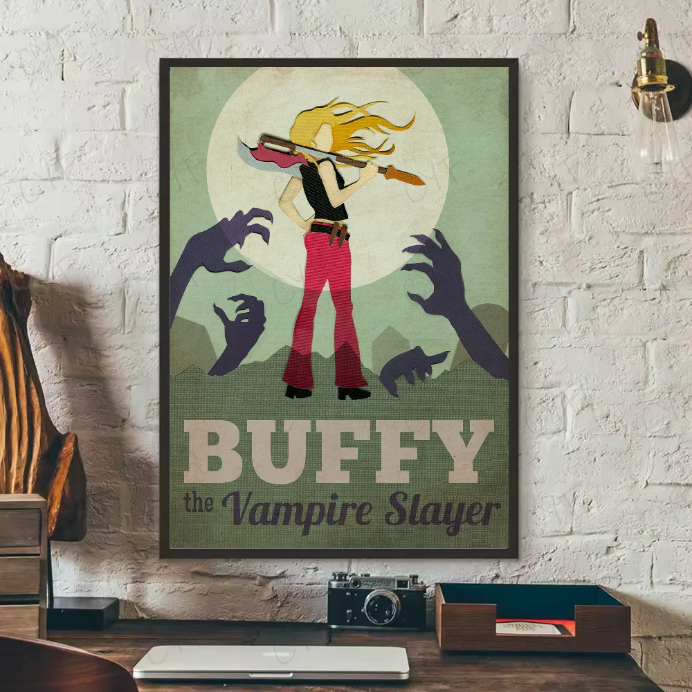 Vintage Buffy The Vampire Poster HD art sticky wall waterproof home living room bedroom bar aesthetic decoration Peaceful Pleasures Health and Wellness z16 15X20cmNoframe