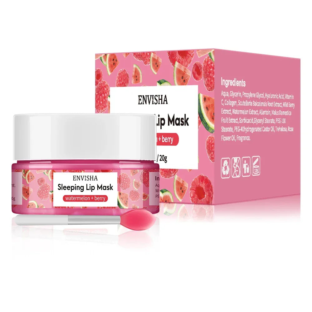 ENVISHA Watermelon Lip Sleep Mask – Overnight Moisturizing & Line-Fading 20g Lip Mask Peaceful Pleasures Health and Wellness