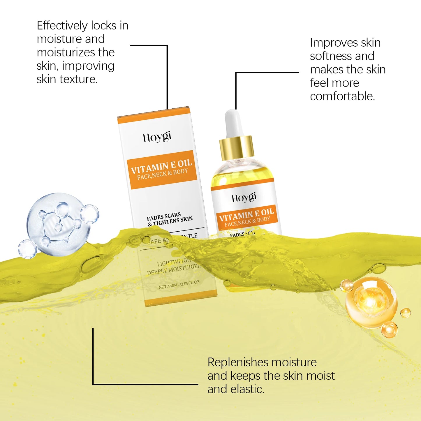 Vitamin E & Hyaluronic Acid Moisturizing Face & Body Oil 118ml