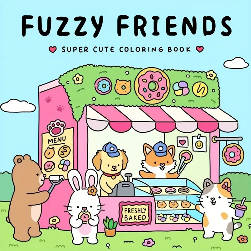 Fuzzy Friends Bold Easy Patterns Coloring Book Adults Cute Drawing