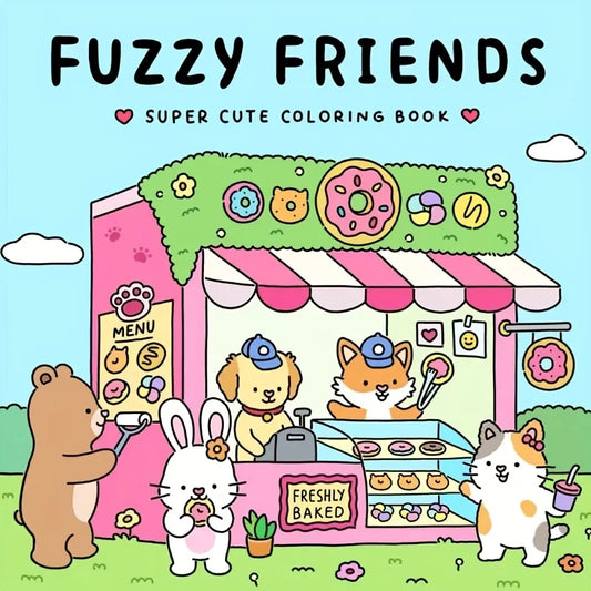 Fuzzy Friends Bold Easy Patterns Coloring Book Adults Cute Drawing Peaceful Pleasures Health and Wellness WHITE
