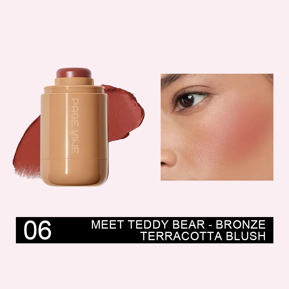 New Blush Stick 3-in-1 Cheek Lip Tinted Moistured Blush Stick Silky Brighten Blush Cream Blusher Cosmetics Tubes Matte Contour Peaceful Pleasures Health and Wellness 06toasted teddy