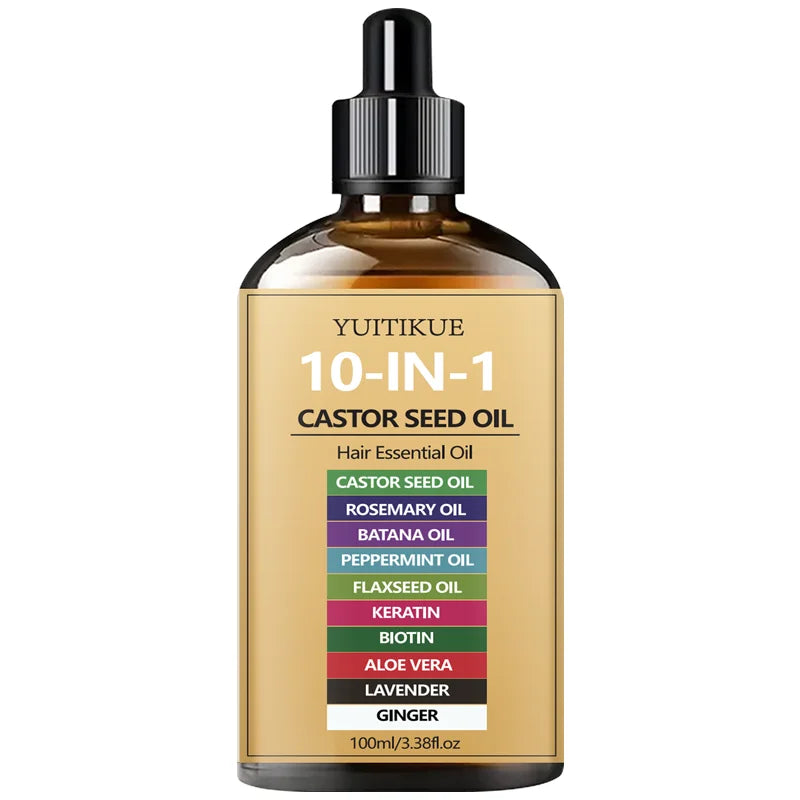 YUITIKUE 10-IN-1 Castor Seed Hair Oil | Blended With Rosemary, Batana Oil, Biotin & Keratin | For Multi-Nourishment Hair Care Peaceful Pleasures Health and Wellness 100ml