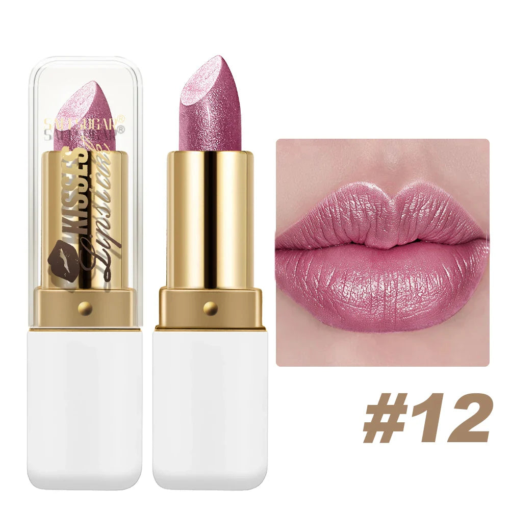 SAM SUGAR Metallic Pearlescent Lipstick – Matte Velvet Waterproof