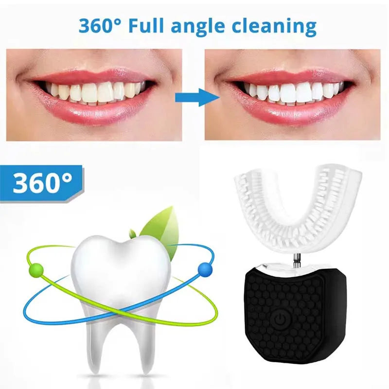 LED Display USB Type-C Automatic Electric Toothbrush Adults Students U-Shaped Soft Bristle IPX7 Waterproof Whitening Feature Peaceful Pleasures Health and Wellness