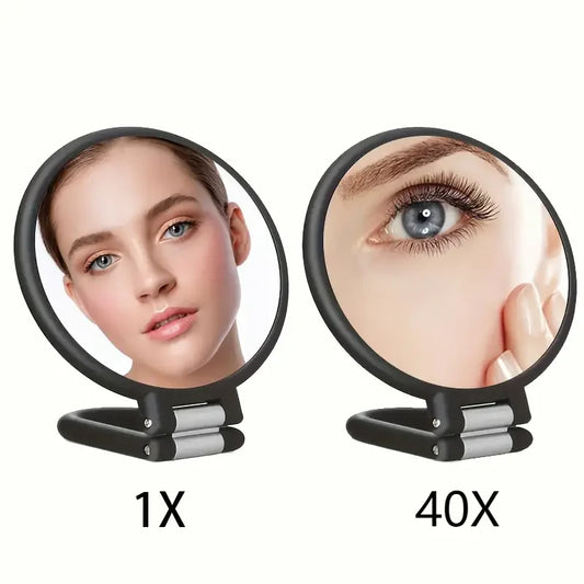 40X Magnifying Dual-Sided Makeup Mirror with Stand & Travel Case Magnifying Makeup Mirror Peaceful Pleasures Health and Wellness