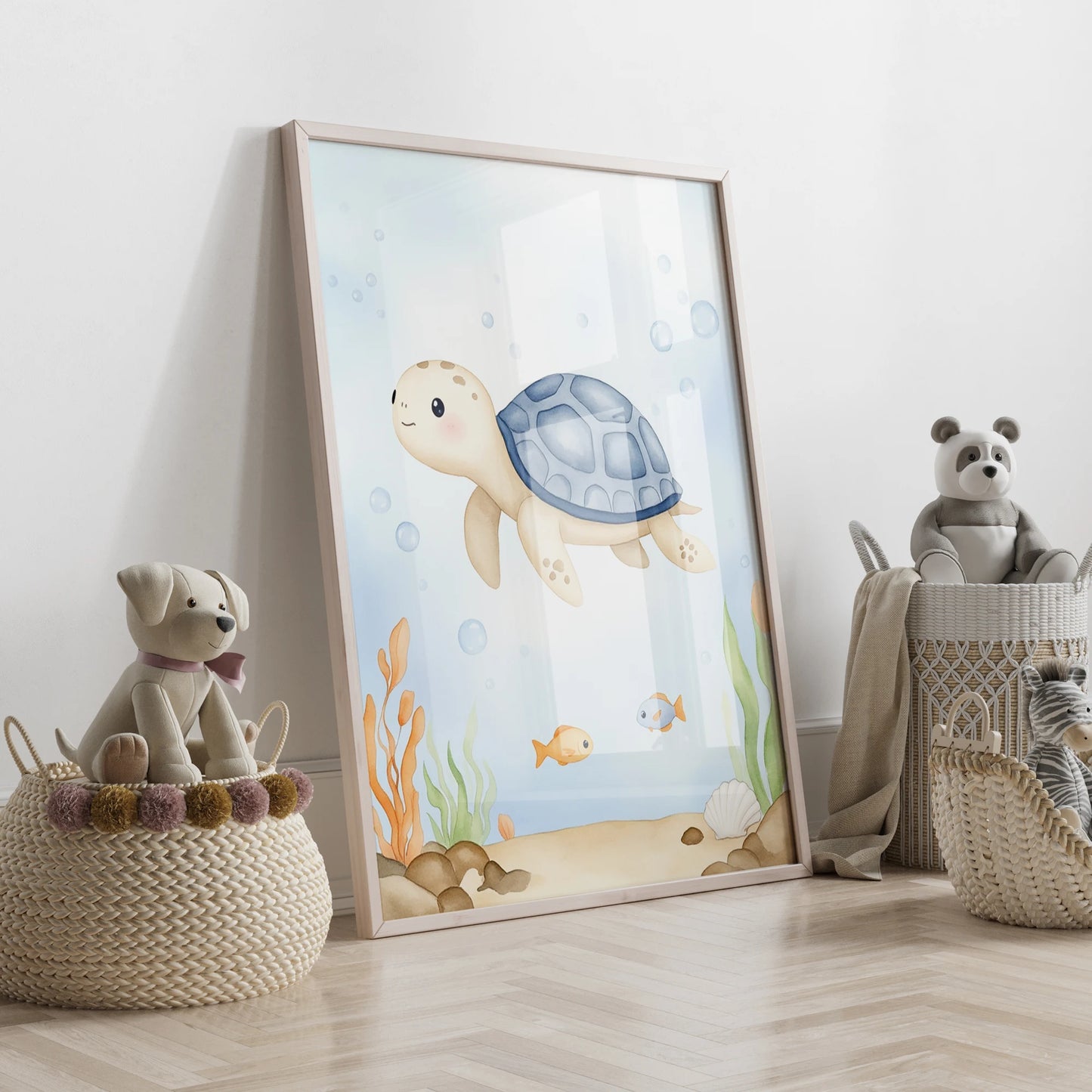 3-Piece Cartoon Octopus & Seahorse Canvas Wall Art Print Set