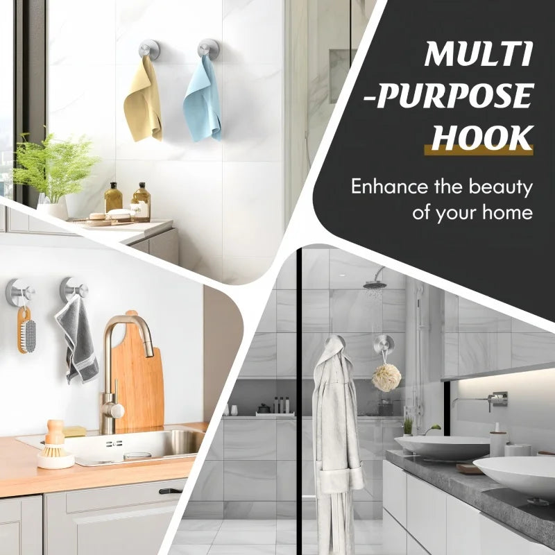 Suction Cup Hooks – Waterproof Stainless Steel Bathroom Hanger