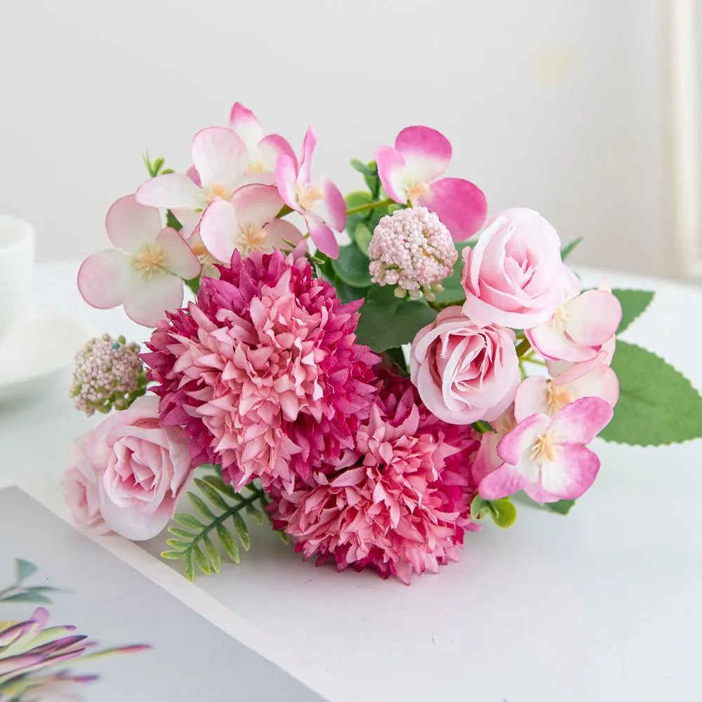 Silk Artificial Rose & Chrysanthemum Flowers | Wedding Home Decor