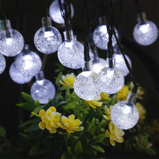 Solar String Lights 60 LED Crystal Globe 8 Modes IP65 Waterproof Solar String Lights Peaceful Pleasures Health and Wellness