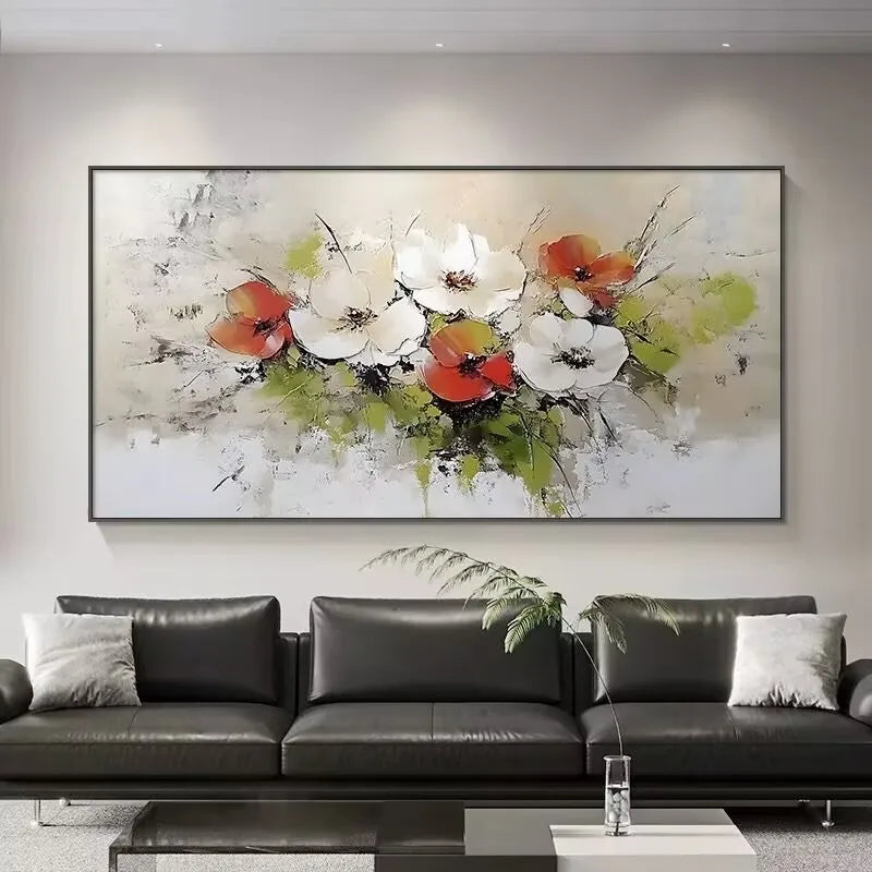 Modern 3D Abstract Plant Flower Pure Hand Drawn Oil Painting,Picture for Living Room Bedroom,Sofa Background Decoration Painting Peaceful Pleasures Health and Wellness